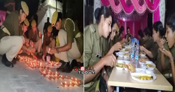 हिला पुलिस कर्मियों ने सजाया थाना तो वहीं एसएचओ ने भी खिलाया खाना