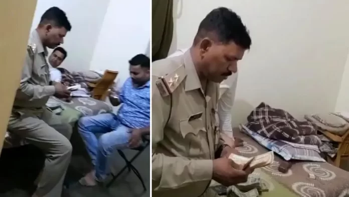 संभल में रिश्वत लेते दरोगा का वीडियो सोशल मीडिया पर वायरल