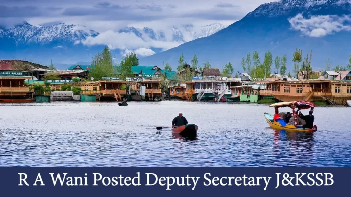 RA Wani Kashmir: R A Wani Posted Deputy Secretary J&KSSB