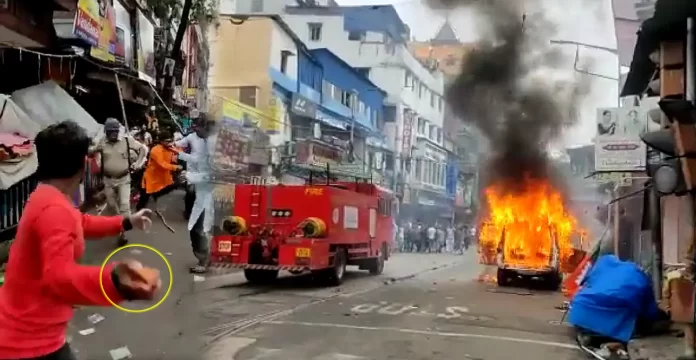 kolkata violence कोलकाता की सड़कें युद्ध क्षेत्र में बदलीं, बीजेपी ने जमकर किया बवाल