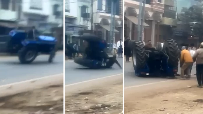 स्टंट करते हुए पलटा ट्रेक्टर, ड्राइवर की पहिये के नीचे दबकर मौत