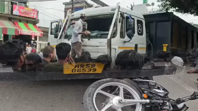Dumper A speeding dumper crushed a young man and woman riding a bike near Swar Mosque