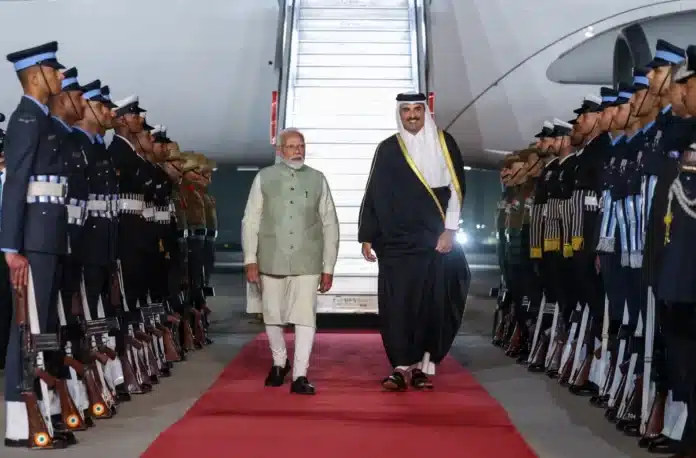 PM Modi receives Amir of Qatar Sheikh Tamim Bin Hamad Al-Thani at Delhi airport
