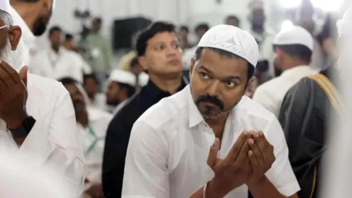 Thalpati Vijay Tamil star Vijay hosted an Iftar party in Chennai
