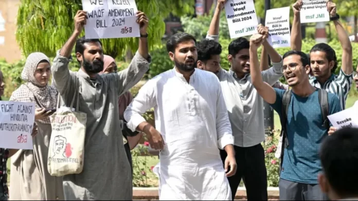 Students of Jamia Millia Islamia hold protest against Waqf Bill; burn copies in strong defiance