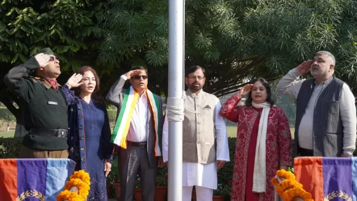 VC Prof. Mazhar Asif unfurling the national flag at Jamia Millia Islamia Republic Day 2026