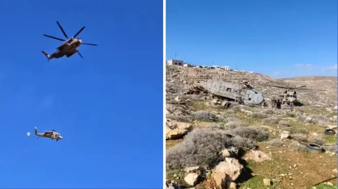 The Israeli Black Hawk helicopter, damaged during the rescue operation, crashed.