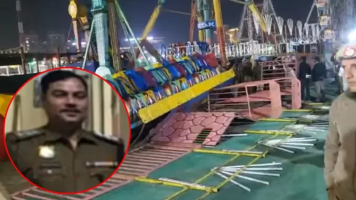 Two people, including an inspector, died after a swing collapsed at the Surajkund fair.